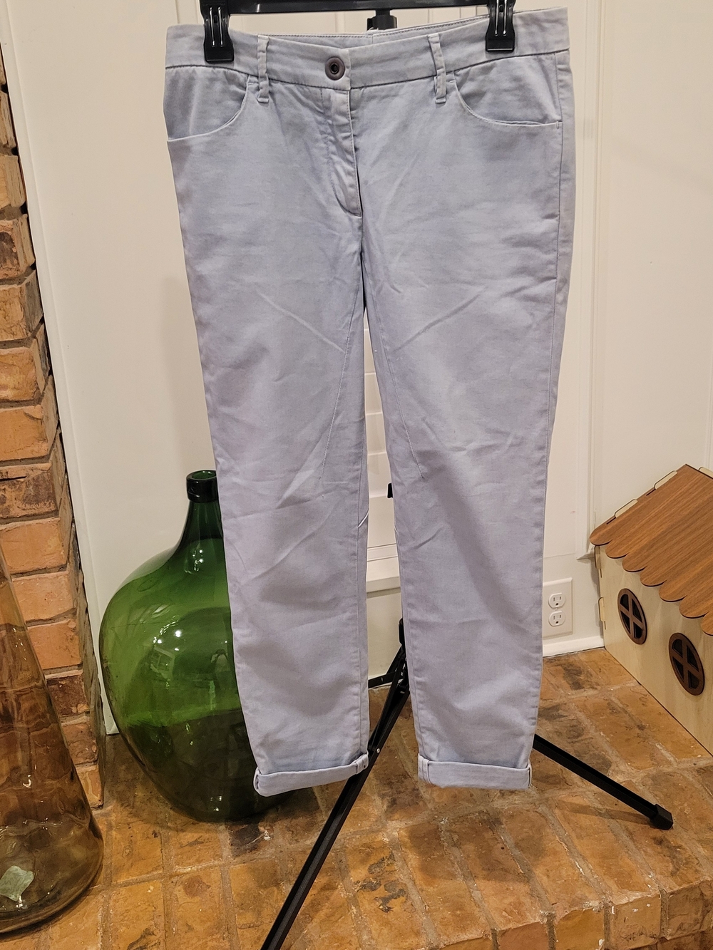 Brunello Cucinelli Light Blue Straight Leg Pants